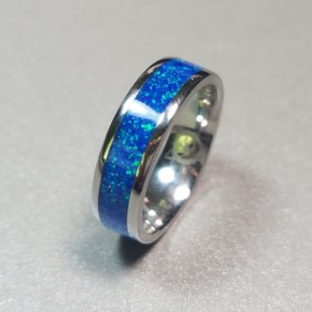 Tungsten Carbide ring with Opal inlay